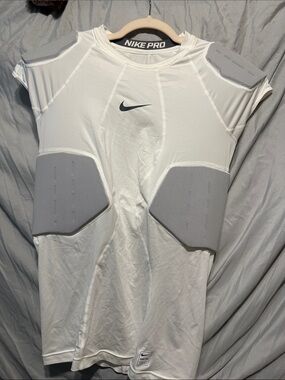 Nike Pro White Compression Bodysuit with Gray Pads XL
